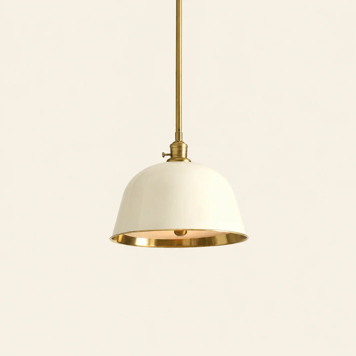RoyaleGlow Modern Industrial Bell Pendant Light - Gold & Cream Metal Shade