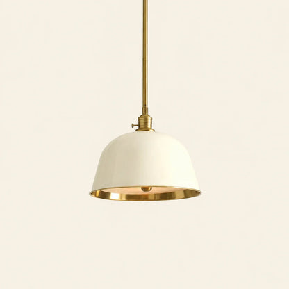 RoyaleGlow Modern Industrial Bell Pendant Light - Gold & Cream Metal Shade