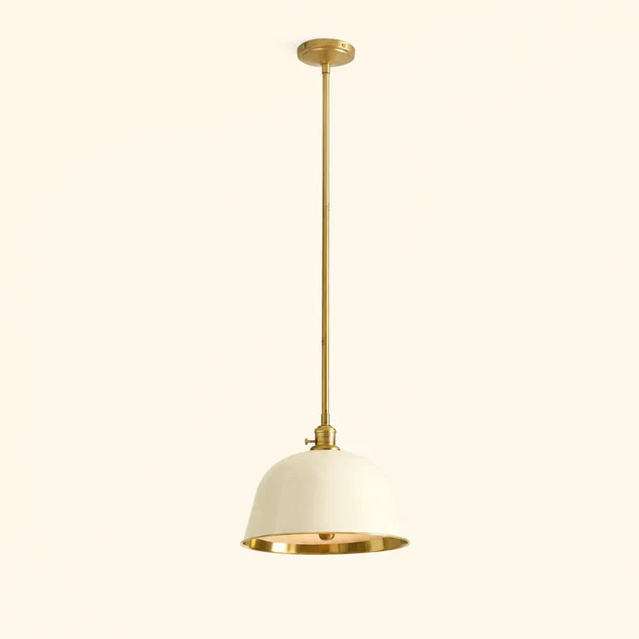 RoyaleGlow Modern Industrial Bell Pendant Light - Gold & Cream Metal Shade