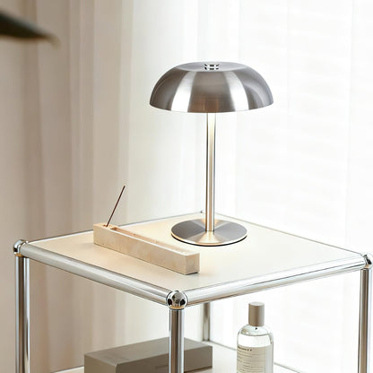 Modern Metal Table Lamp with Integrated LED – Crescent Design, Silver Finish 5