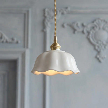 Modern Mini Flower White Ceramic Pendant Light for Dining Room 0