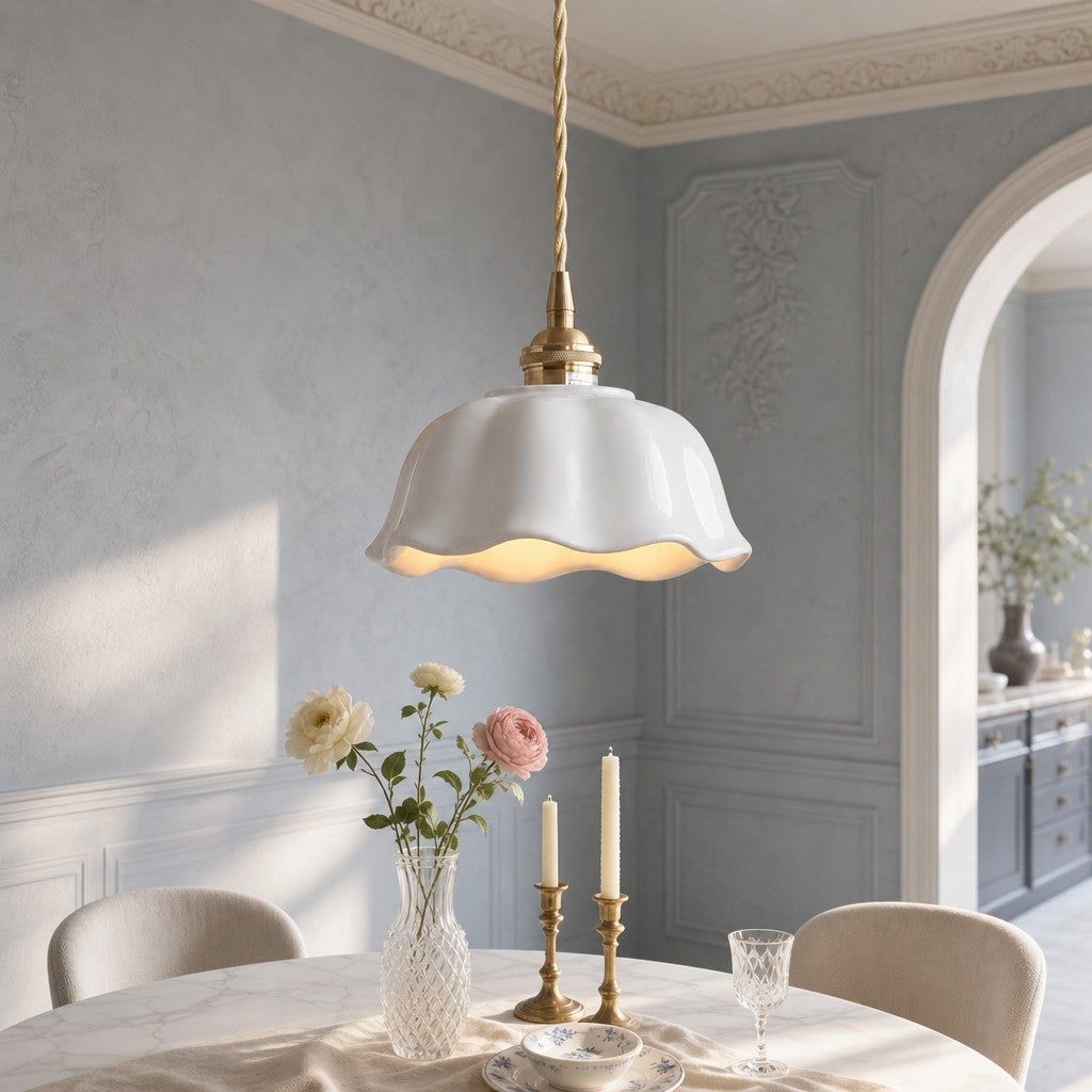 Modern Mini Flower White Ceramic Pendant Light for Dining Room 2