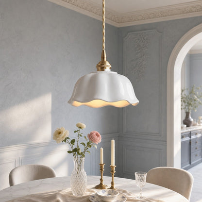 Modern Mini Flower White Ceramic Pendant Light for Dining Room 2