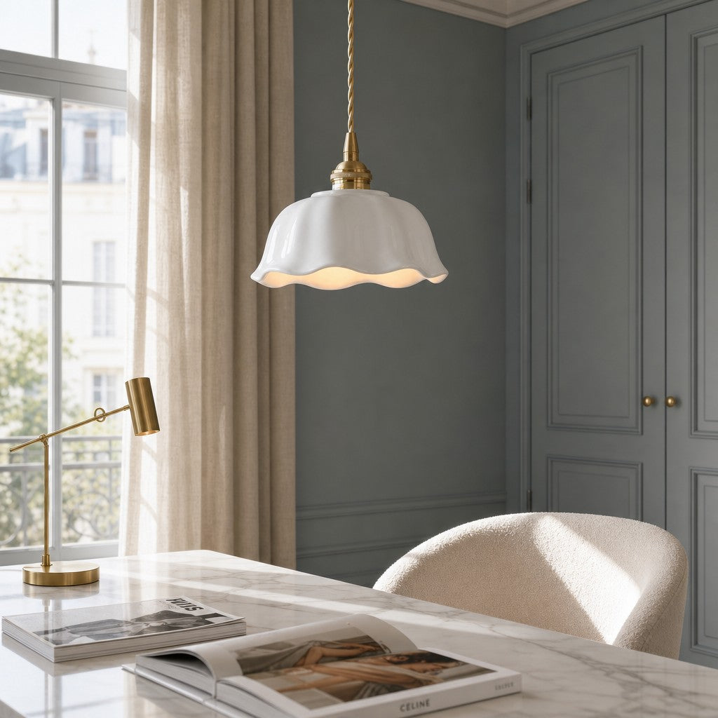 Modern Mini Flower White Ceramic Pendant Light for Dining Room 3