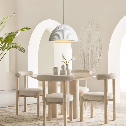 Modern Minimalist 1-Light Ribbed Resin Dome Pendant Light 0