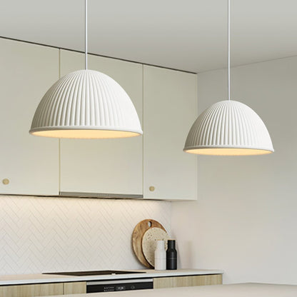 Modern Minimalist 1-Light Ribbed Resin Dome Pendant Light 1