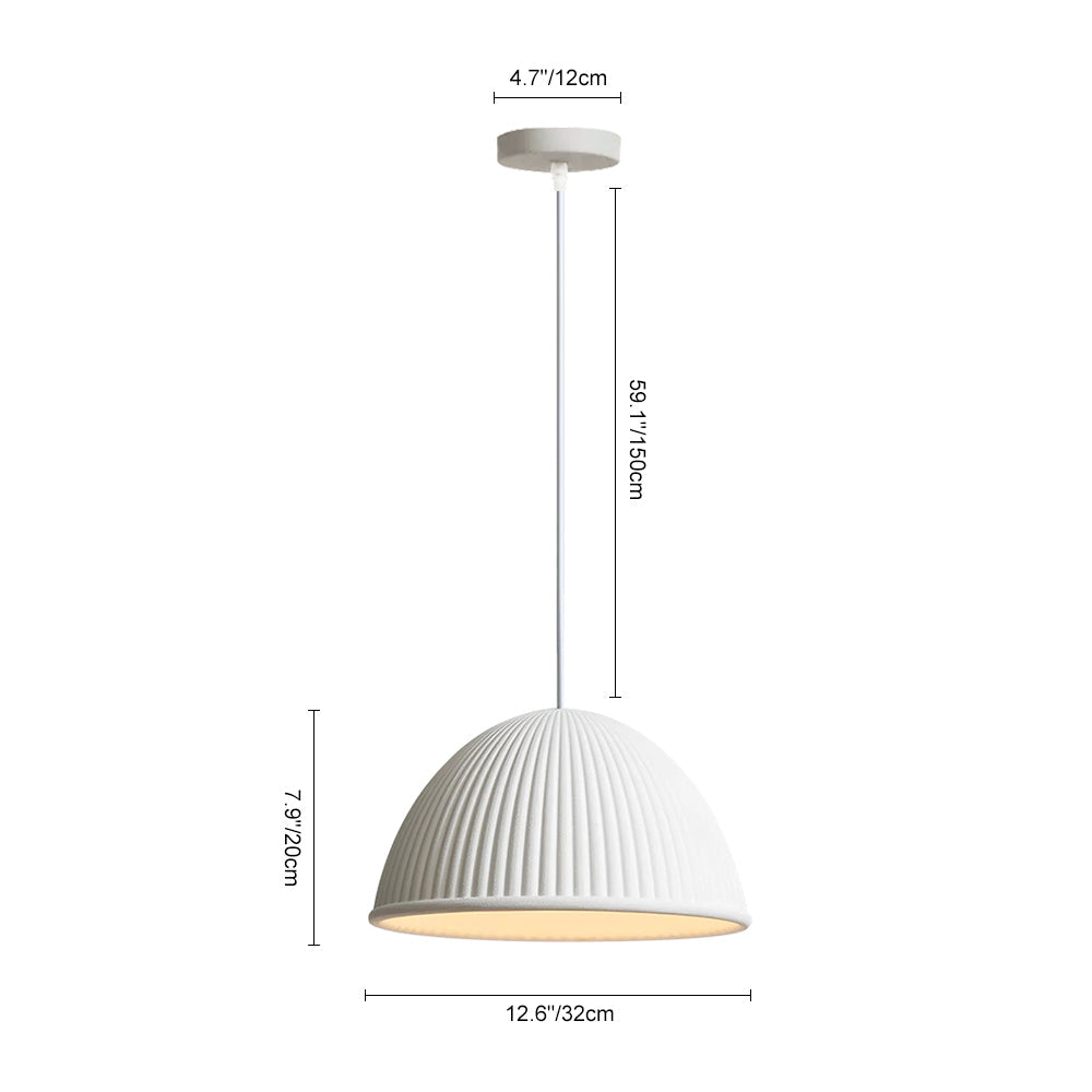Modern Minimalist 1-Light Ribbed Resin Dome Pendant Light 2