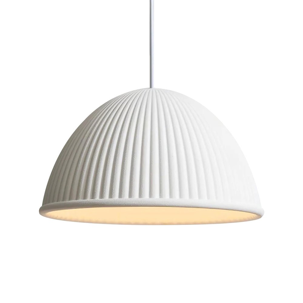 Modern Minimalist 1-Light Ribbed Resin Dome Pendant Light 5