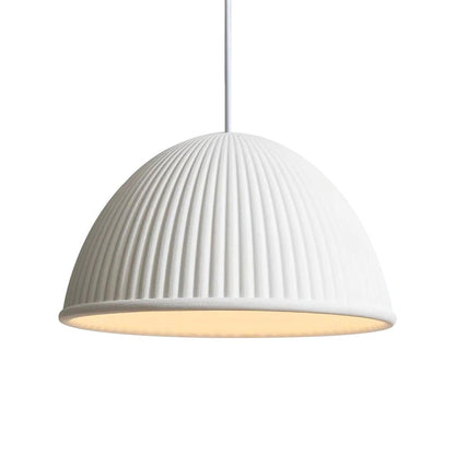 Modern Minimalist 1-Light Ribbed Resin Dome Pendant Light 5