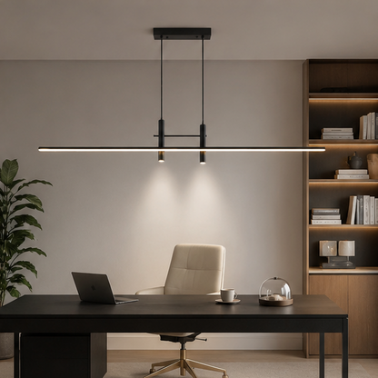 Modern Minimalist Sleek Metal Rod Chandelier