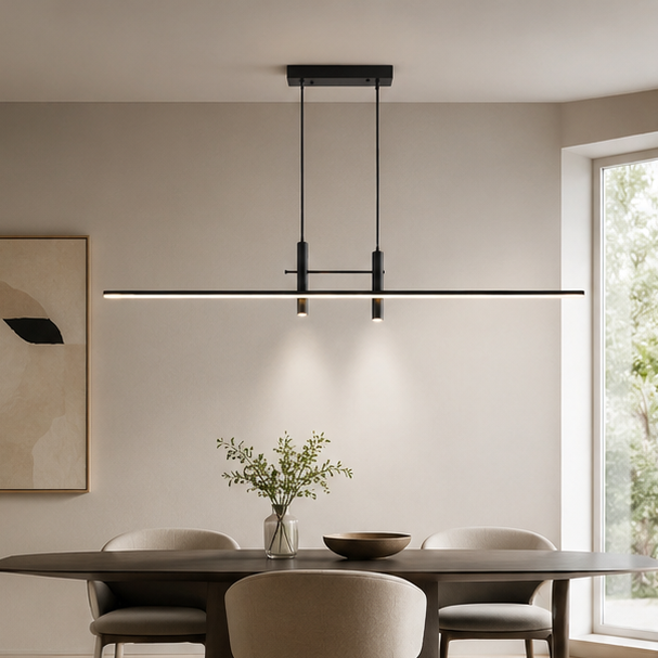 Modern Minimalist Sleek Metal Rod Chandelier HL694