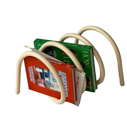 Royelux Modern Metal Loop Book & Magazine Display Organizer - Nordic Tabletop Rack-Royale Basic