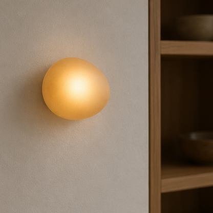 Modern Pebble Wall Light - Rounded Ambient Glass Sconce 