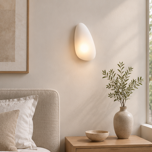 Modern Pebble Wall Light - Rounded Ambient Glass Sconce 