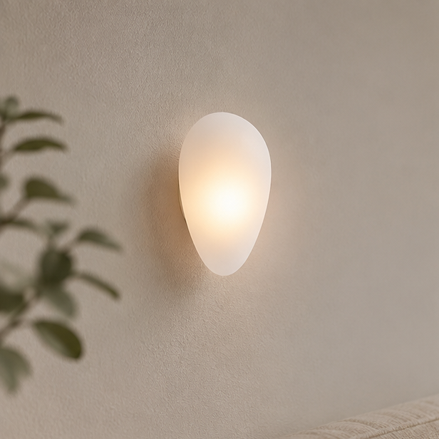 Modern Pebble Wall Light - Rounded Ambient Glass Sconce 