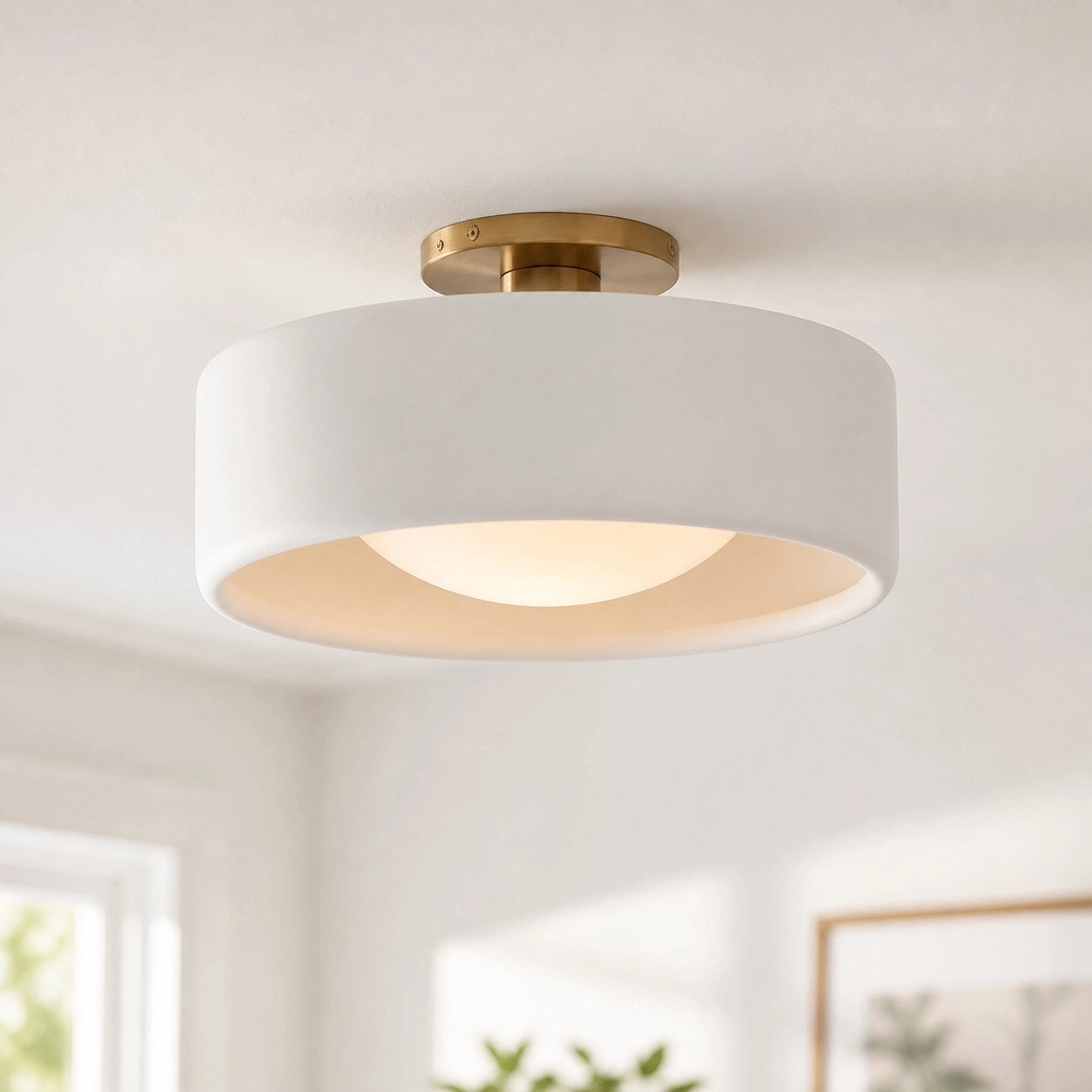 Modern Porcelain Semi Flush Mount Ceiling Light 0