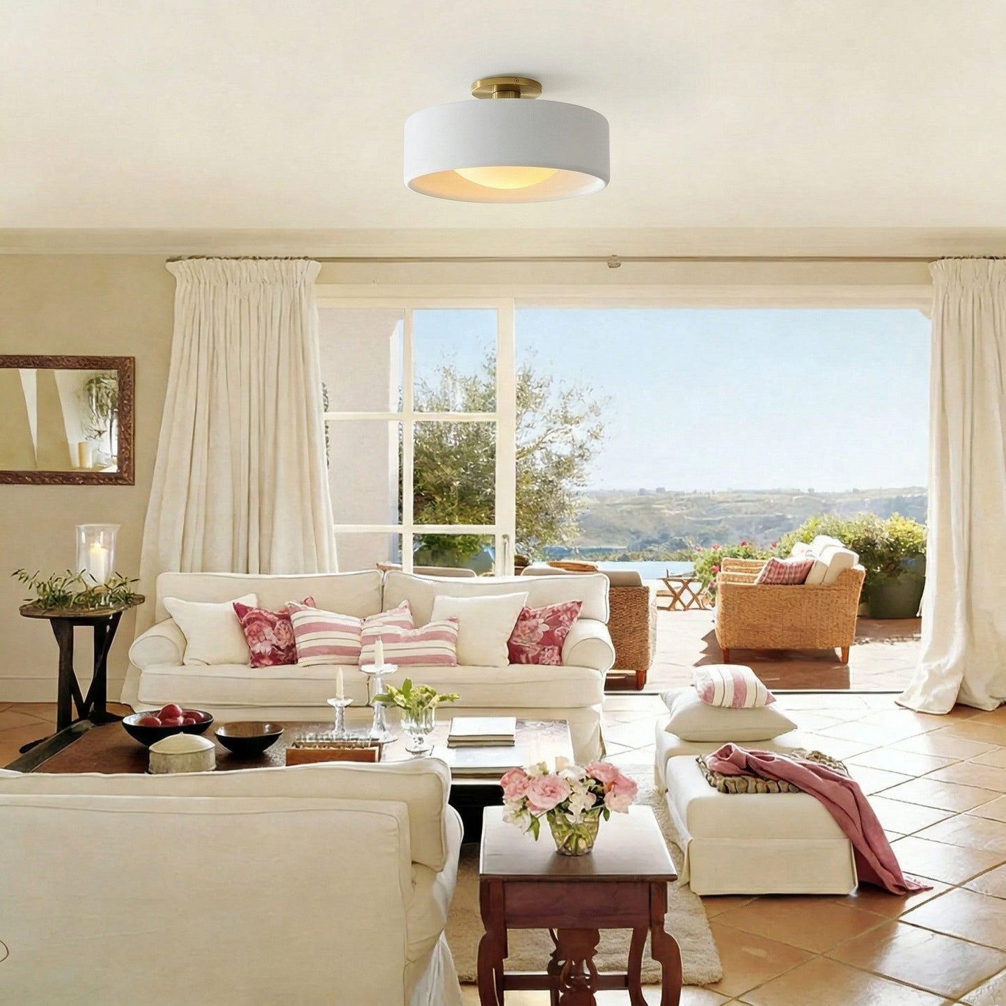 Modern Porcelain Semi Flush Mount Ceiling Light 2