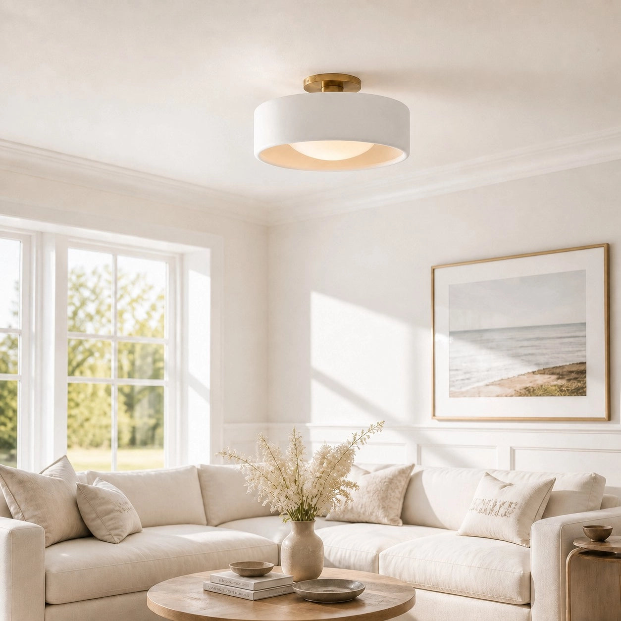 Modern Porcelain Semi Flush Mount Ceiling Light 4