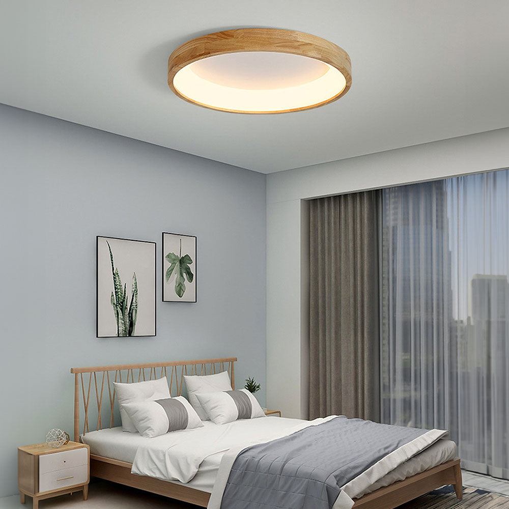 Modern Rubber Wood Flushmount Ceiling Light 2