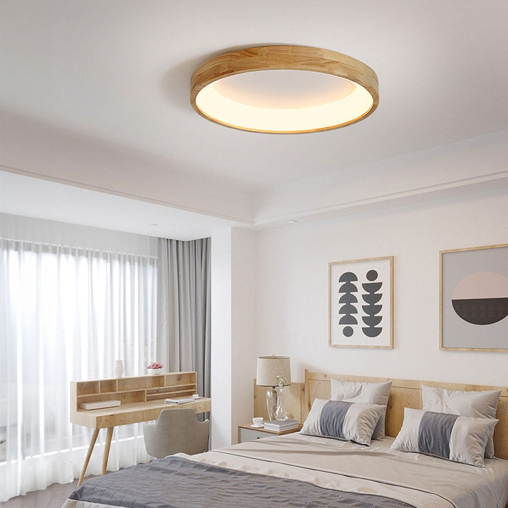 Modern Rubber Wood Flushmount Ceiling Light 3