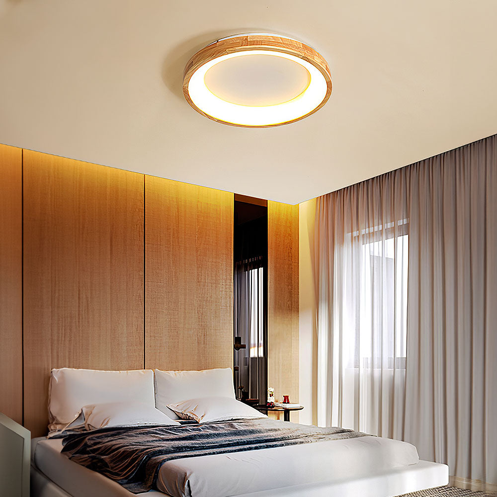 Modern Rubber Wood Flushmount Ceiling Light 4