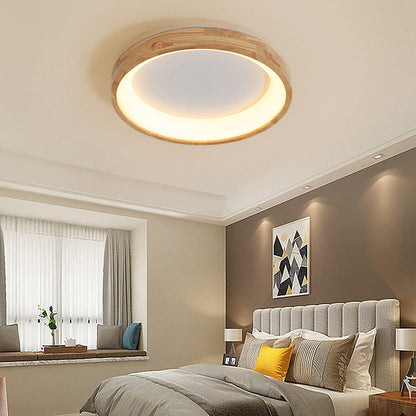 Modern Rubber Wood Flushmount Ceiling Light 5