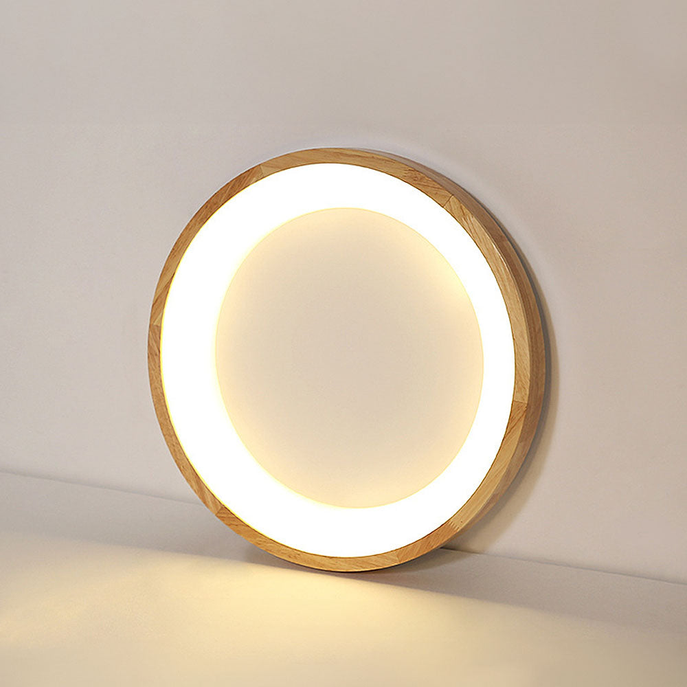 Modern Rubber Wood Flushmount Ceiling Light 7