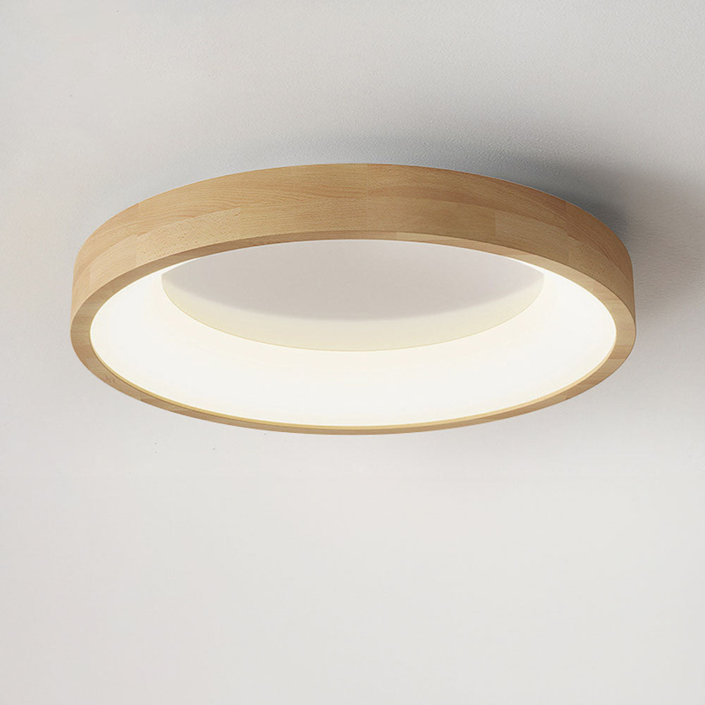 Modern Rubber Wood Flushmount Ceiling Light 8