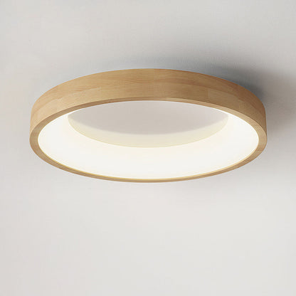 Modern Rubber Wood Flushmount Ceiling Light 8
