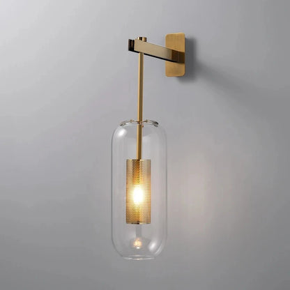 Luxora Gold Finish Glass Cylinder Wall Sconce - Modern Honeycomb Lighting
