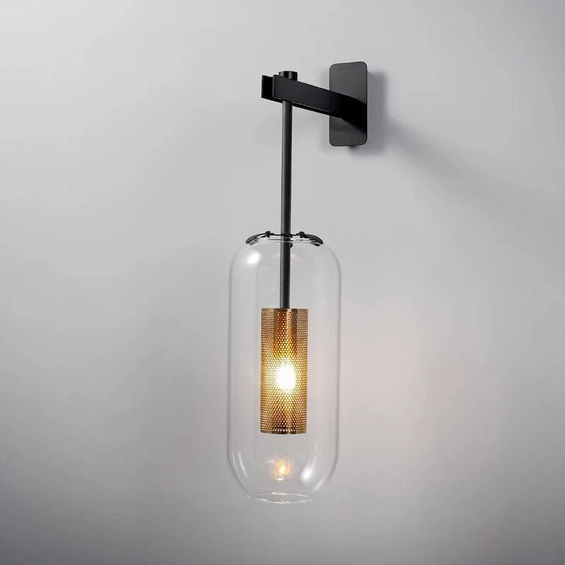 Luxora Gold Finish Glass Cylinder Wall Sconce - Modern Honeycomb Lighting