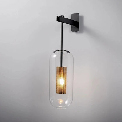 Luxora Gold Finish Glass Cylinder Wall Sconce - Modern Honeycomb Lighting