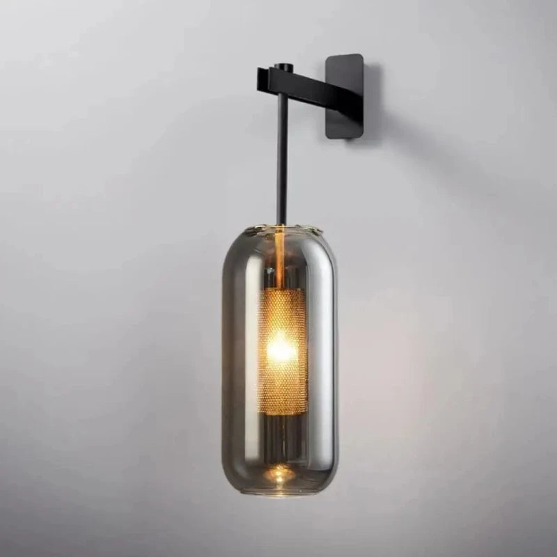 Luxora Gold Finish Glass Cylinder Wall Sconce - Modern Honeycomb Lighting