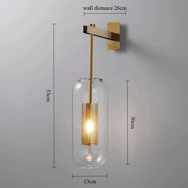 Luxora Gold Finish Glass Cylinder Wall Sconce - Modern Honeycomb Lighting