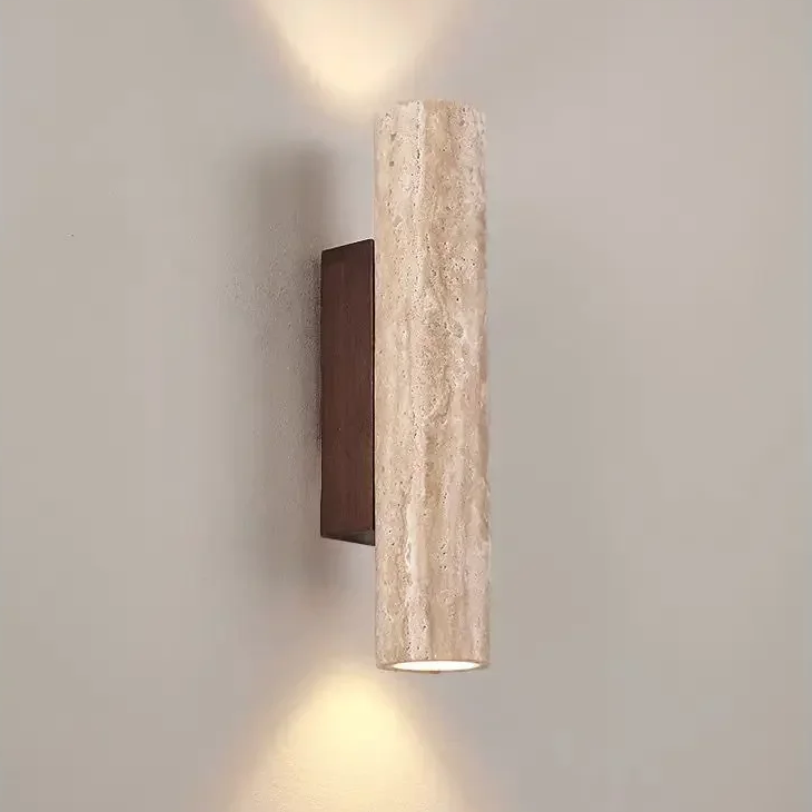 Modern travertine up/down wall sconce