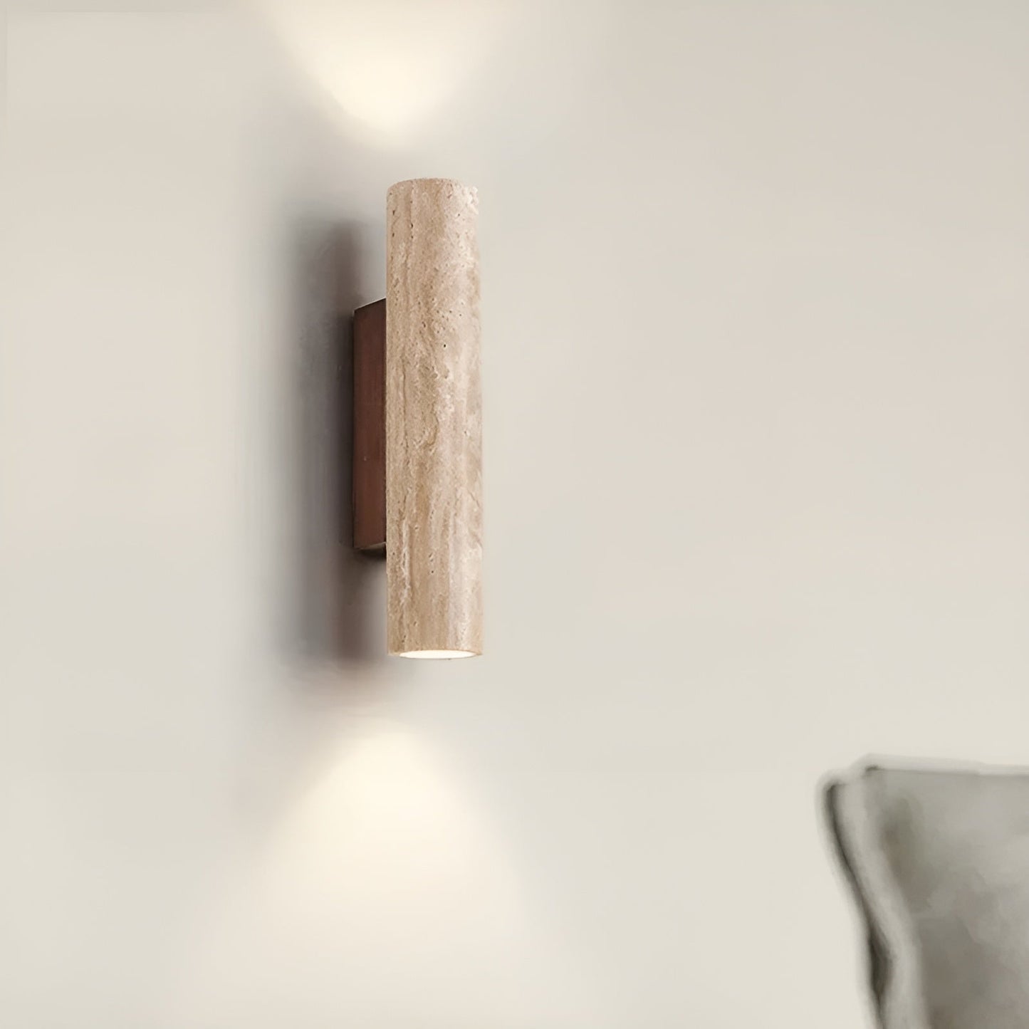Modern travertine up/down wall sconce