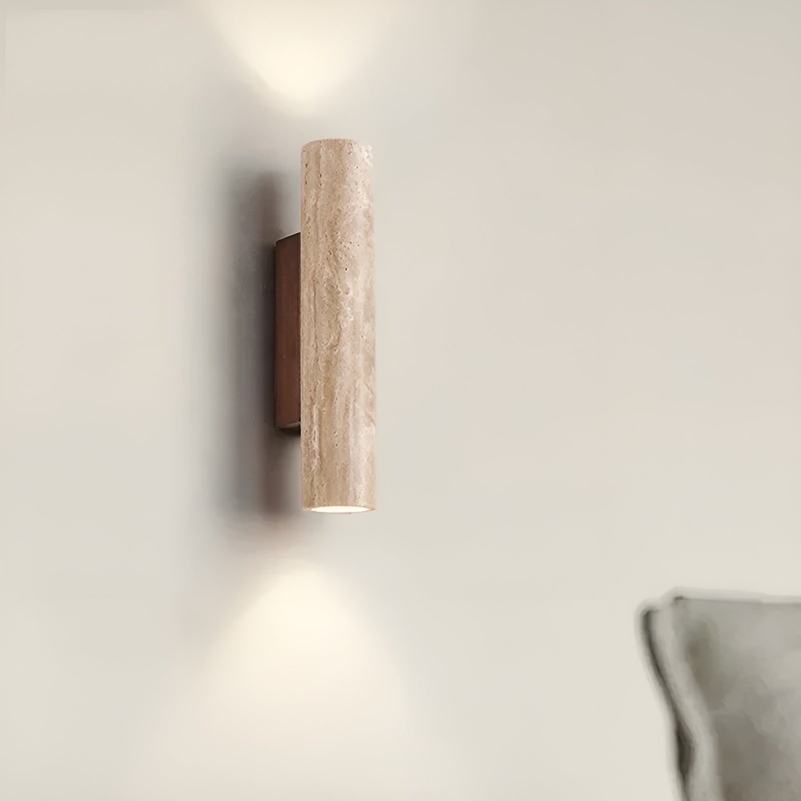 Modern travertine up/down wall sconce