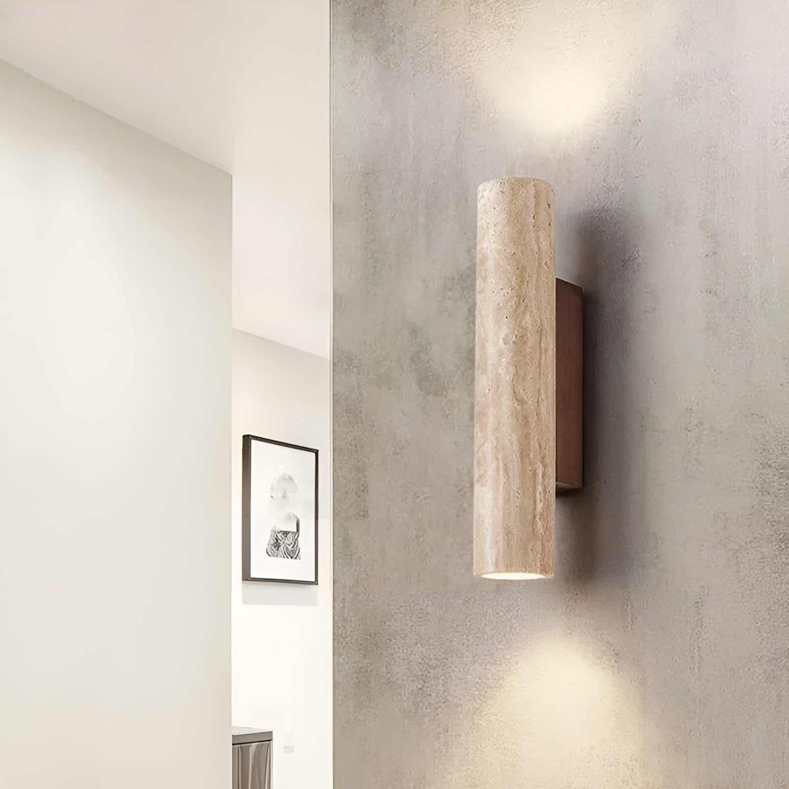 Modern travertine up/down wall sconce