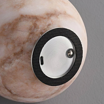 RoyaleGlow Cordless Alabaster Sphere Table Lamp - LED Marble Orb Light