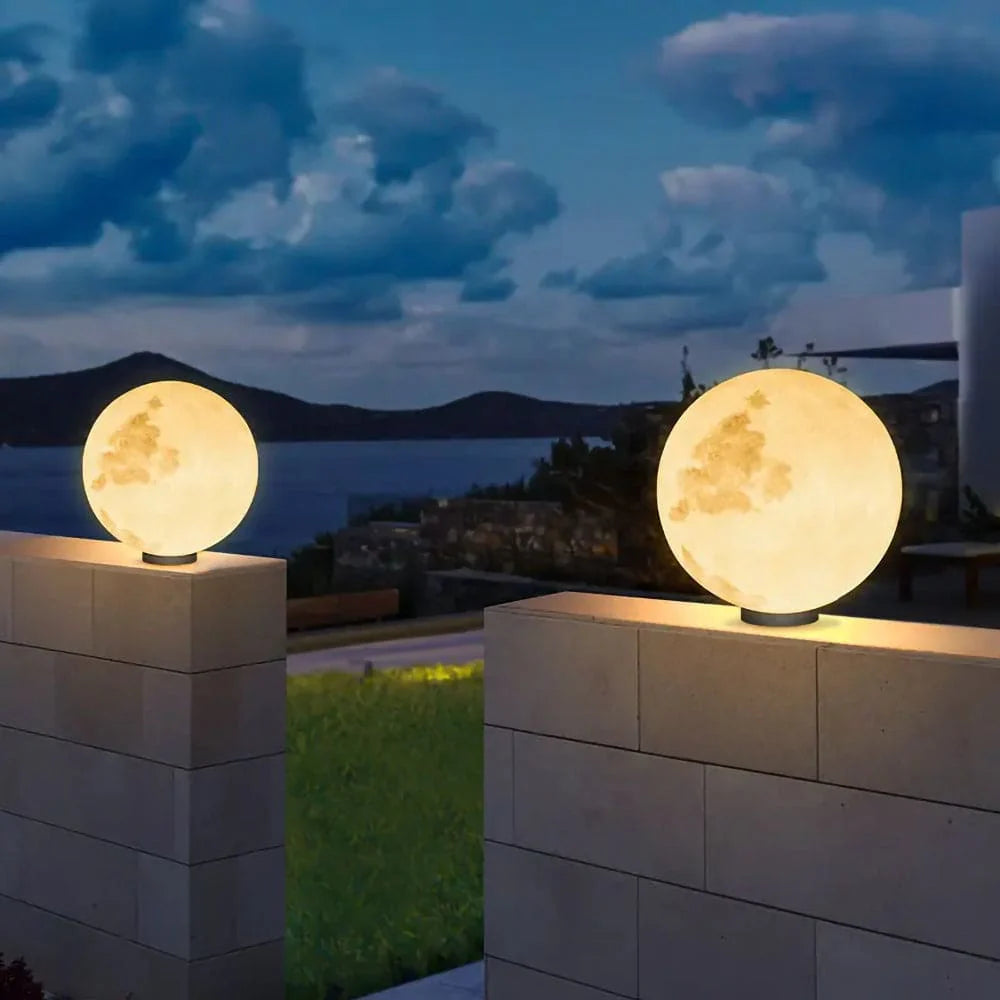 RoyaleGlow Solar Outdoor Moon Globe Light - Resin & Fiberglass Sphere Lamp