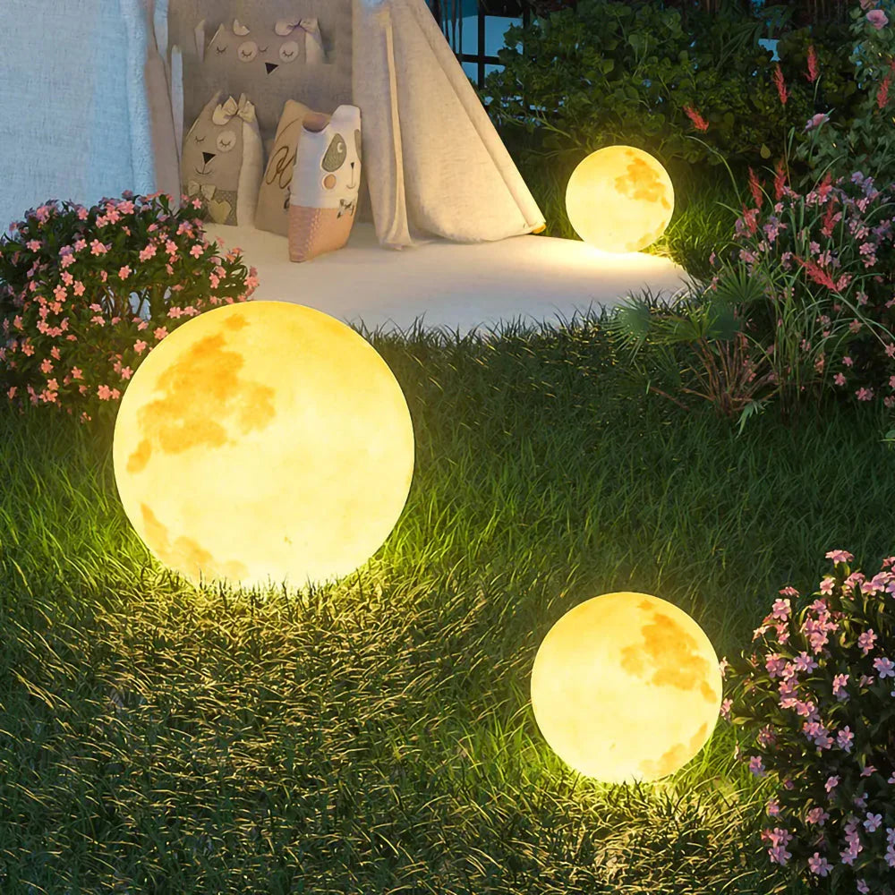 RoyaleGlow Solar Outdoor Moon Globe Light - Resin & Fiberglass Sphere Lamp