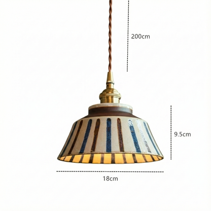 LuxRoyale Vintage Copper Freehand Painting Ceramic Pendant Lamp