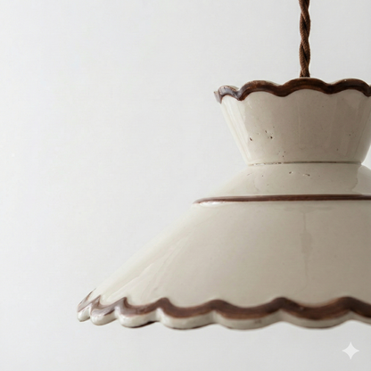 LuxRoyale Vintage Copper Freehand Painting Ceramic Pendant Lamp