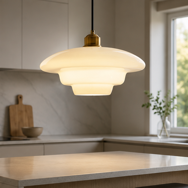 Multi-Tiered Milky White Pendant Light - Modern Glass Lamp for Dining Room