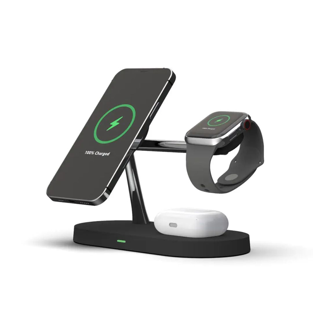 Rayvia 3-in-1 Wireless Charging Station for Smartphone Smartwatch and Earbuds with Night Light