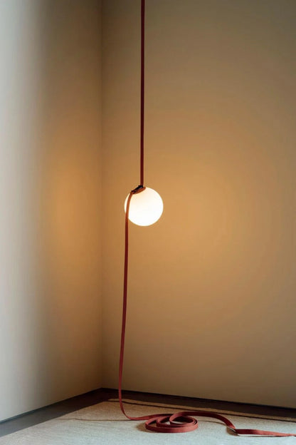 LuxRoyale Modern Globe Pendant Light with Leather Strap - Industrial Ceiling Lamp