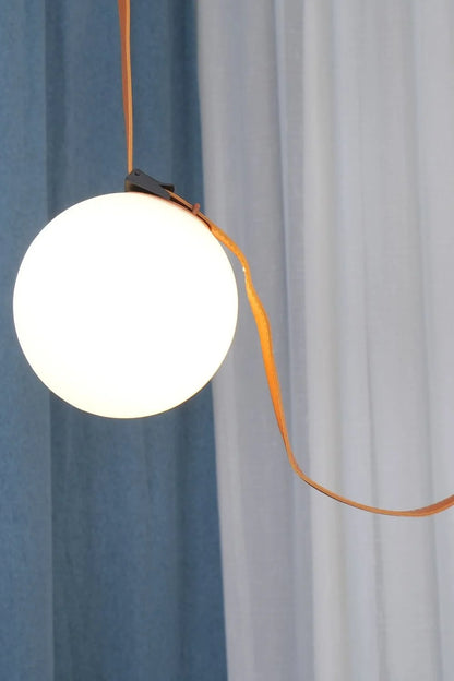 LuxRoyale Modern Globe Pendant Light with Leather Strap - Industrial Ceiling Lamp