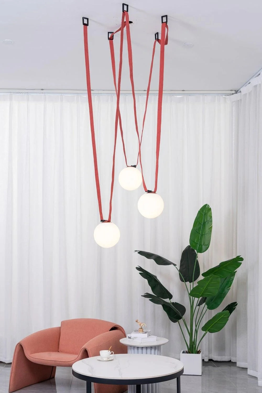 LuxRoyale Modern Globe Pendant Light with Leather Strap - Industrial Ceiling Lamp