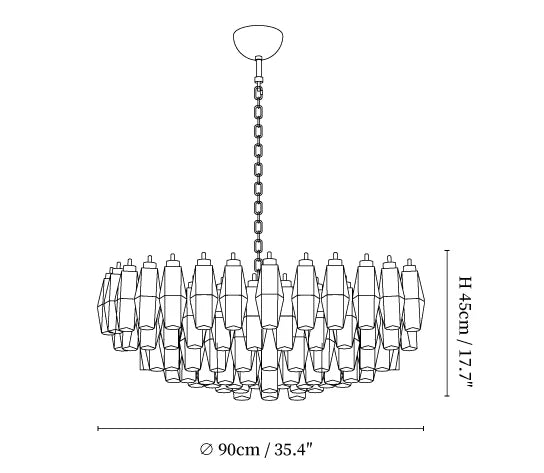 LuxRoyale Amber Murano Glass Chandelier - Geometric Hanging Light Fixture