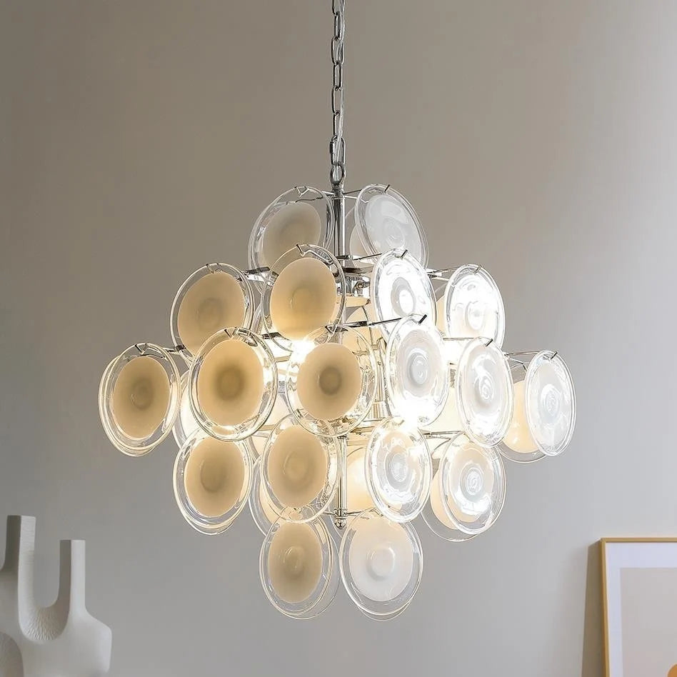 Royelux Glass Disc Chandelier - Vintage Art Pendant Light